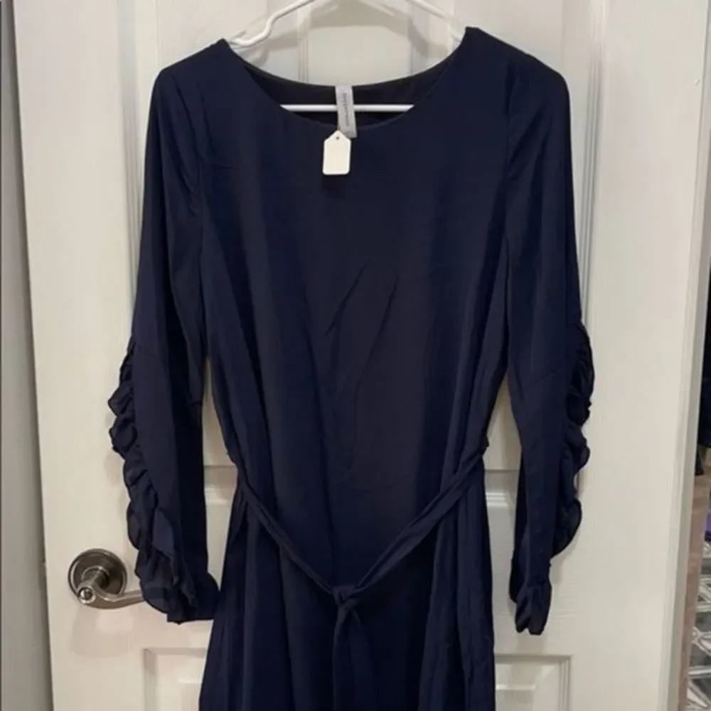 𝅺peppermint navy dress mini Ruffle sleeve navy NWT - Picture 4 of 7